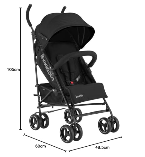 Silla de Paseo KikkaBoo BEETLE, Ligera y Compacta, Plegado Fácil, Apta hasta 22 kg, Color Negro