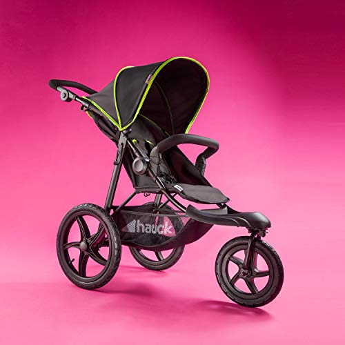 hauck Runner Silla de Paseo de 3 Ruedas con Suspensión, Neumáticos Todoterreno, Plegado Compacto, desde el Nacimiento hasta 22 kg, Color Negro/Neón
