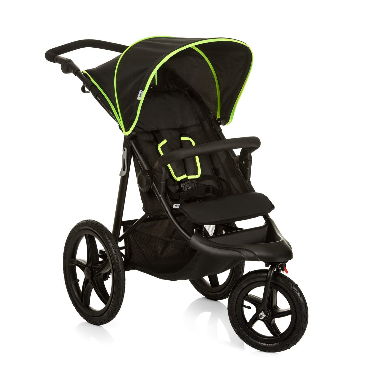 hauck Runner Silla de Paseo de 3 Ruedas con Suspensión, Neumáticos Todoterreno, Plegado Compacto, desde el Nacimiento hasta 22 kg, Color Negro/Neón