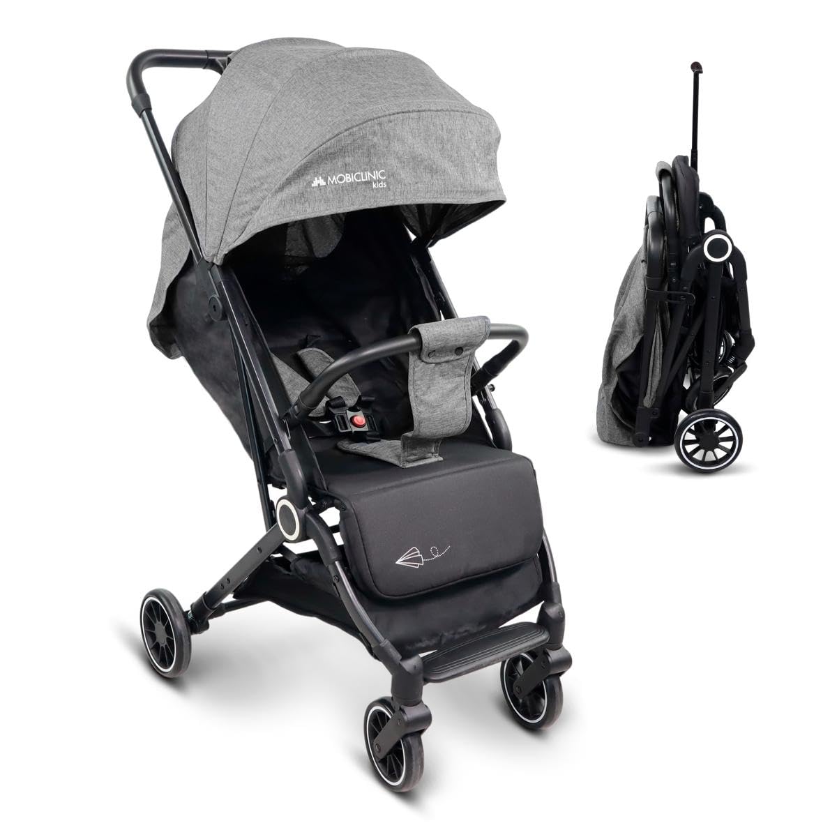 Mobiclinic® kids, Silla de paseo, Ultracompacta, Trip, Arnés con 5 puntos, Manillar para transporte, Cesta, 0-36 meses, Ajustable al completo, Monomando, Capota desplegable, Frenos bloqueables