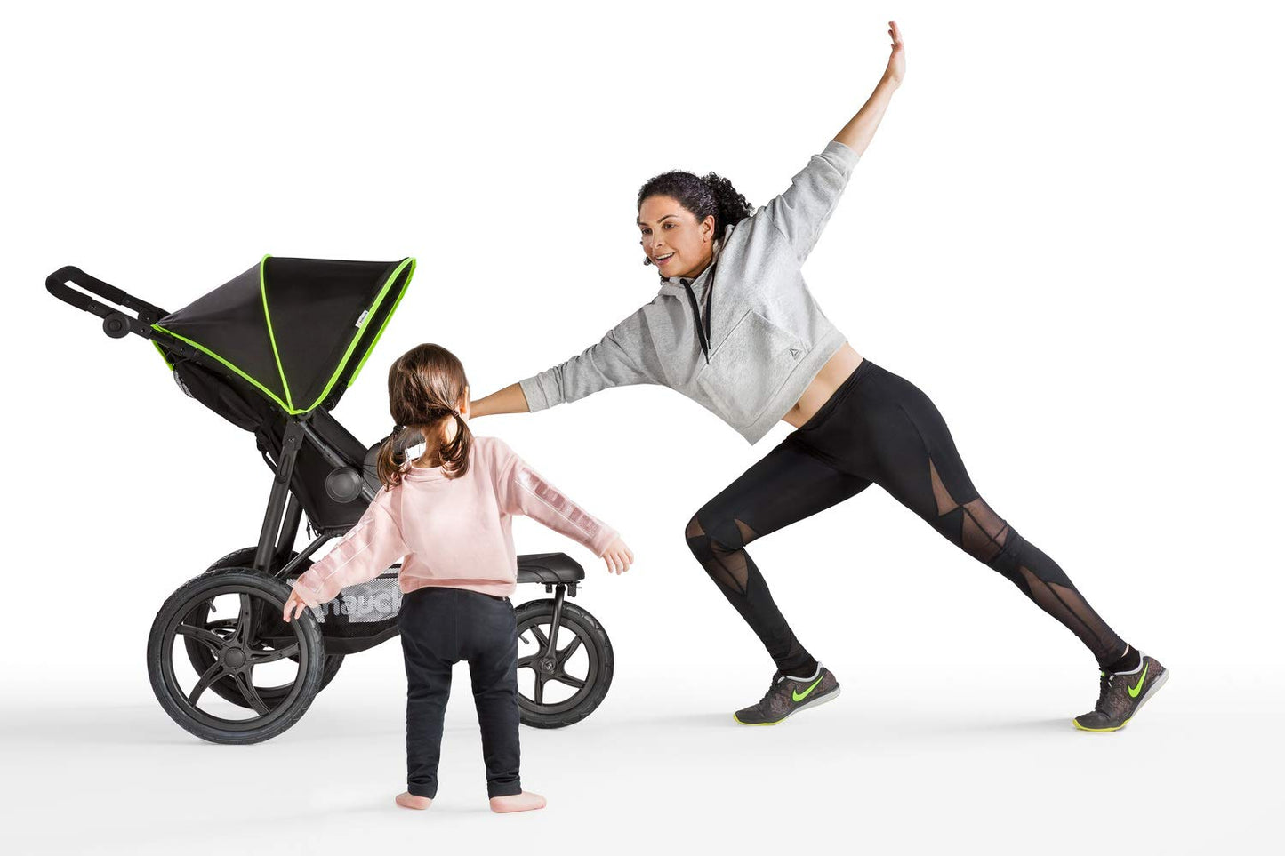 hauck Runner Silla de Paseo de 3 Ruedas con Suspensión, Neumáticos Todoterreno, Plegado Compacto, desde el Nacimiento hasta 22 kg, Color Negro/Neón