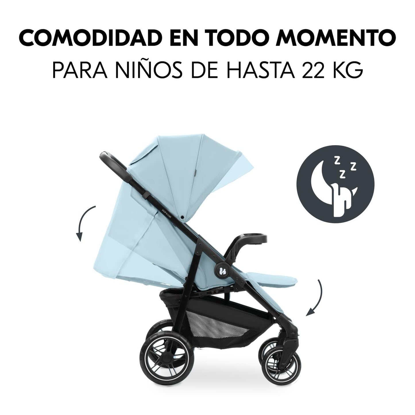 hauck Shop N Care Carrito Bebé hasta 22 kg - Silla de Paseo Ligera Reclinable, Carro con Bandeja, Plegado Compacto, Capota UPF 50+ - Dusty Blue