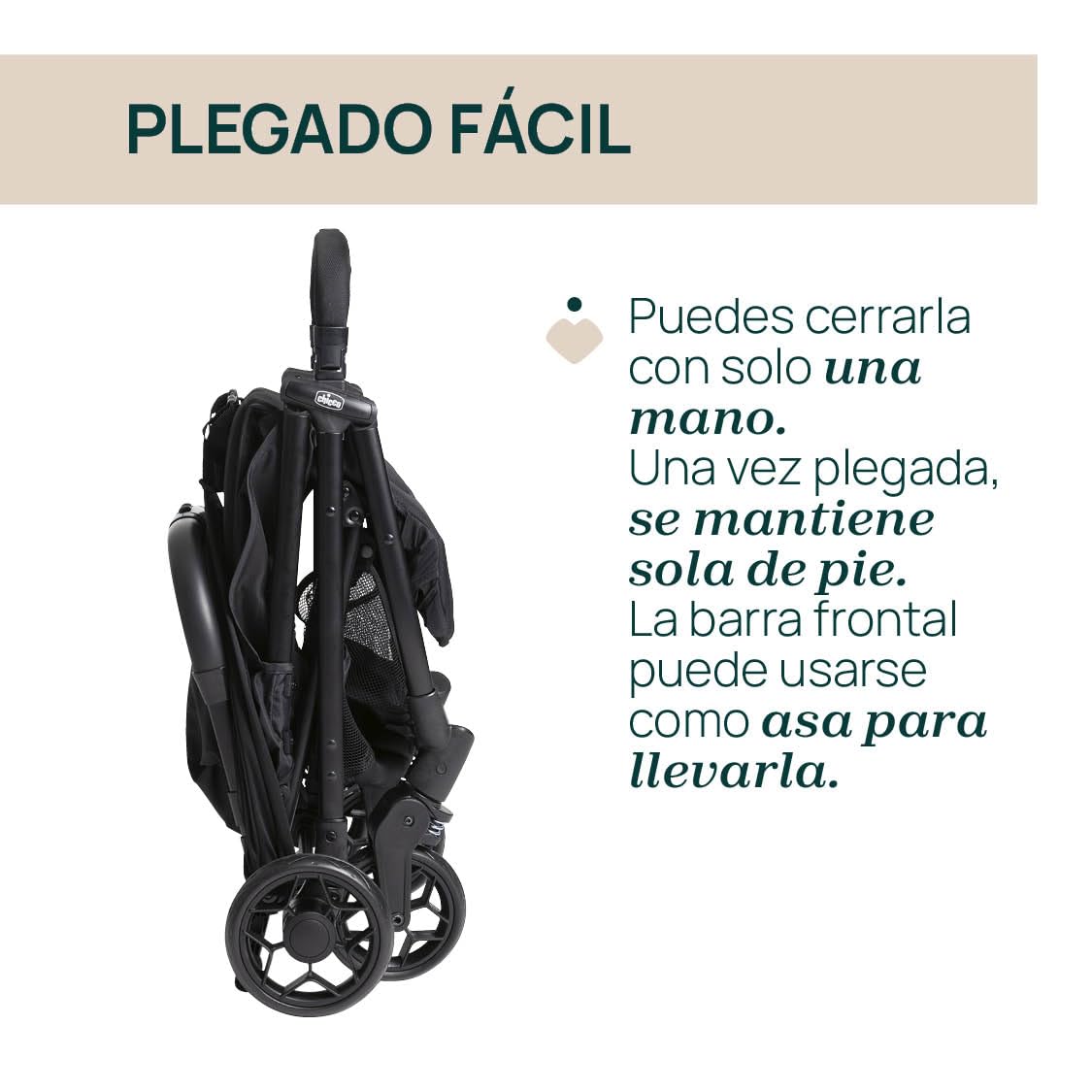 Chicco Urbino Silla de Paseo, Desde nascimiento hasta 22 Kg, Carrito Bebé, Plegado automatico con una sola mano, Compacto y Ligero, Capota con Protección UV50+, Respaldo Ajustable y Reclinable, Negro