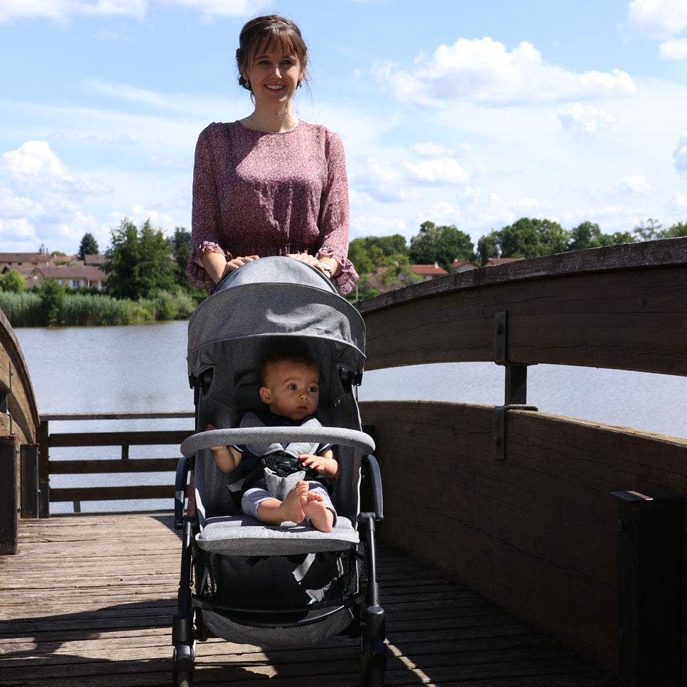 Nania - Silla de paseo LILI ligera y compacta - Para niños de 0 a 36 meses - Respaldo ajustable con posición tumbada - Plegado rápido y compacto (gris)