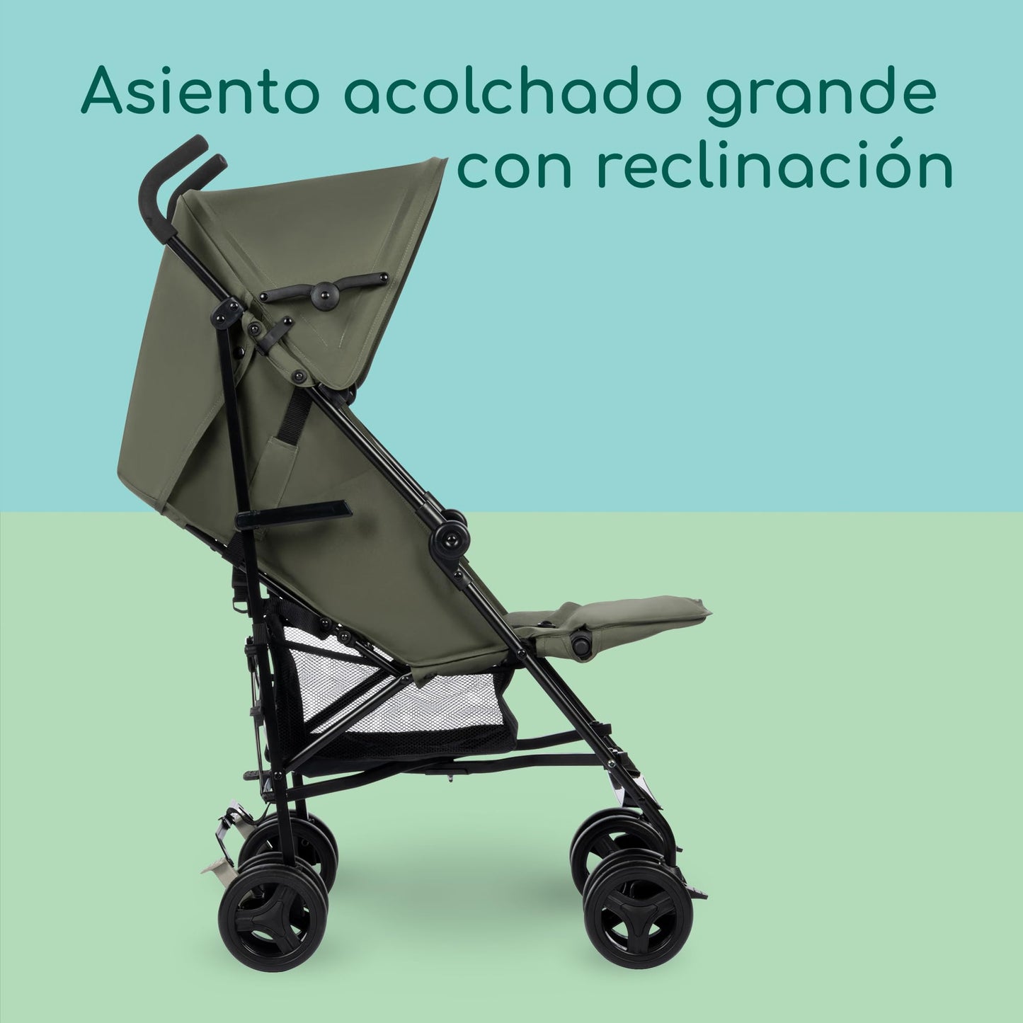 Bebeconfort Rainbow Silla de paseo ligera y reclinable multi posiciónes, plegable con cierre compacto, para niños 6 meses-4 años hasta 22 kg, color Mineral Green