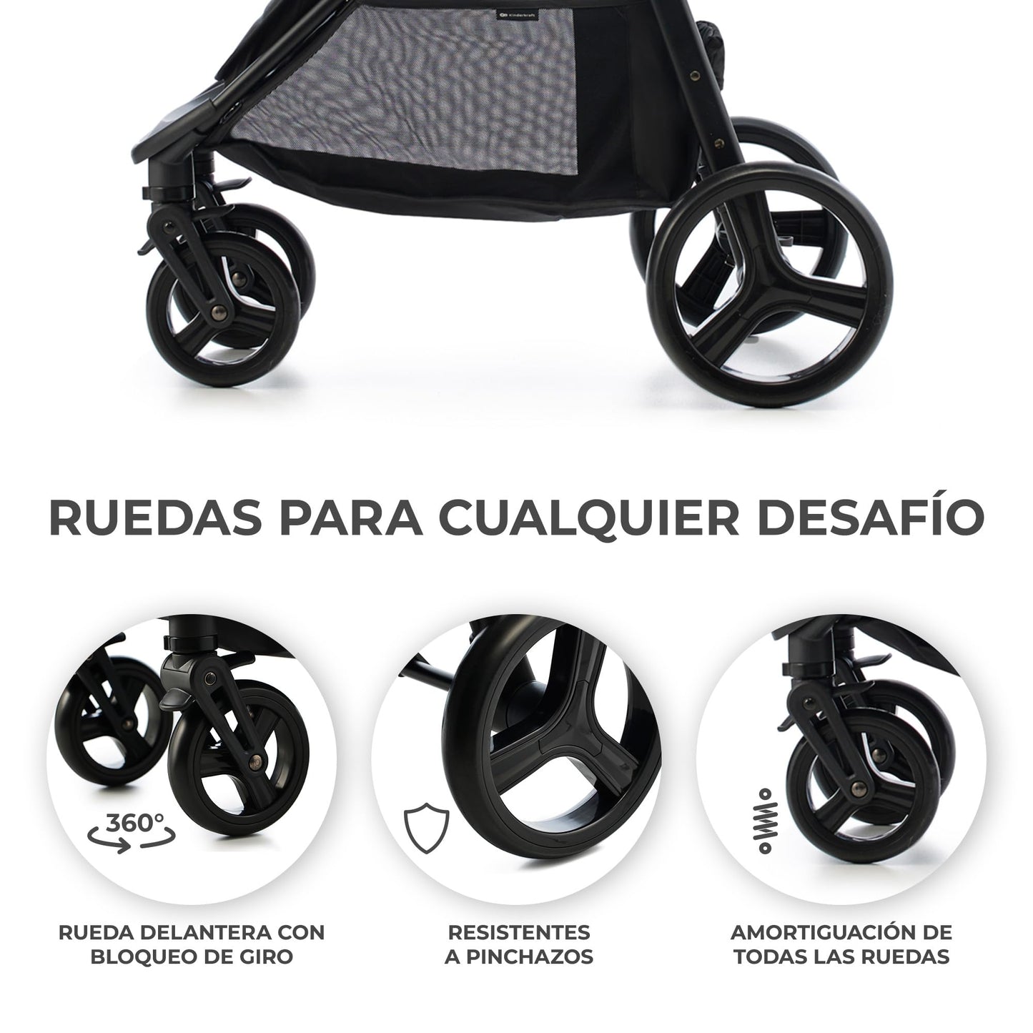 Kinderkraft RINE Silla de Paseo, Carrito bebé, cochecito bebé, Suspensión, Impermeable con UPF 50+, Plegable, Fácil de Plegar, Rosa