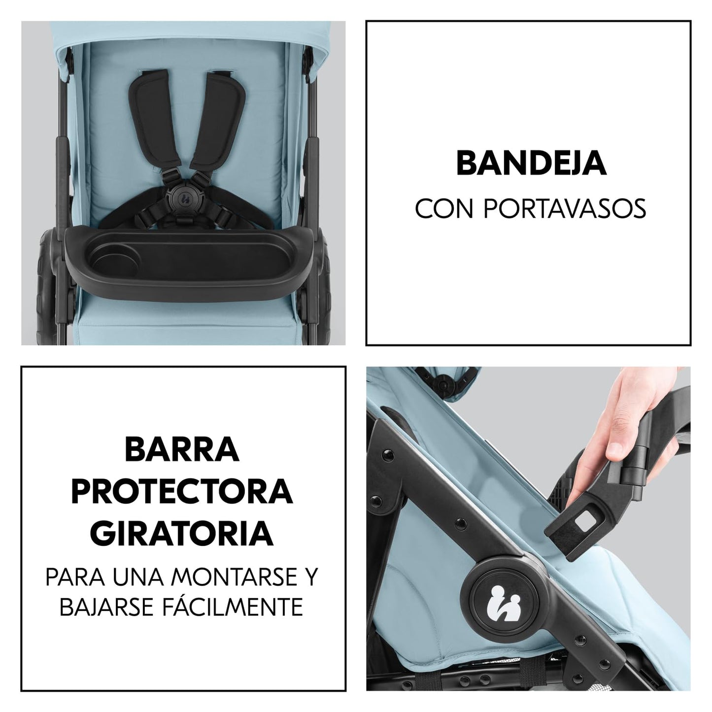 hauck Shop N Care Carrito Bebé hasta 22 kg - Silla de Paseo Ligera Reclinable, Carro con Bandeja, Plegado Compacto, Capota UPF 50+ - Dusty Blue