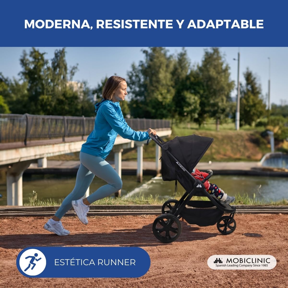 Mobiclinic® kids, Silla de paseo 3 ruedas, Agnes, Todoterreno, Manillar monomando, Arnés 5 puntos, Bolsillo trasero, Estilo deportivo, Plegado con un clic, Cesta xxl, Hasta 22 kg
