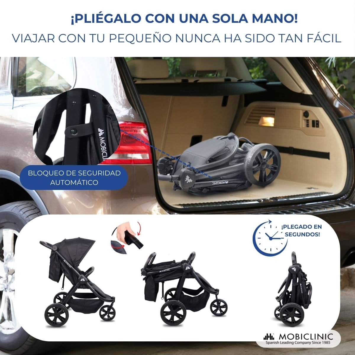 Mobiclinic® kids, Silla de paseo 3 ruedas, Agnes, Todoterreno, Manillar monomando, Arnés 5 puntos, Bolsillo trasero, Estilo deportivo, Plegado con un clic, Cesta xxl, Hasta 22 kg