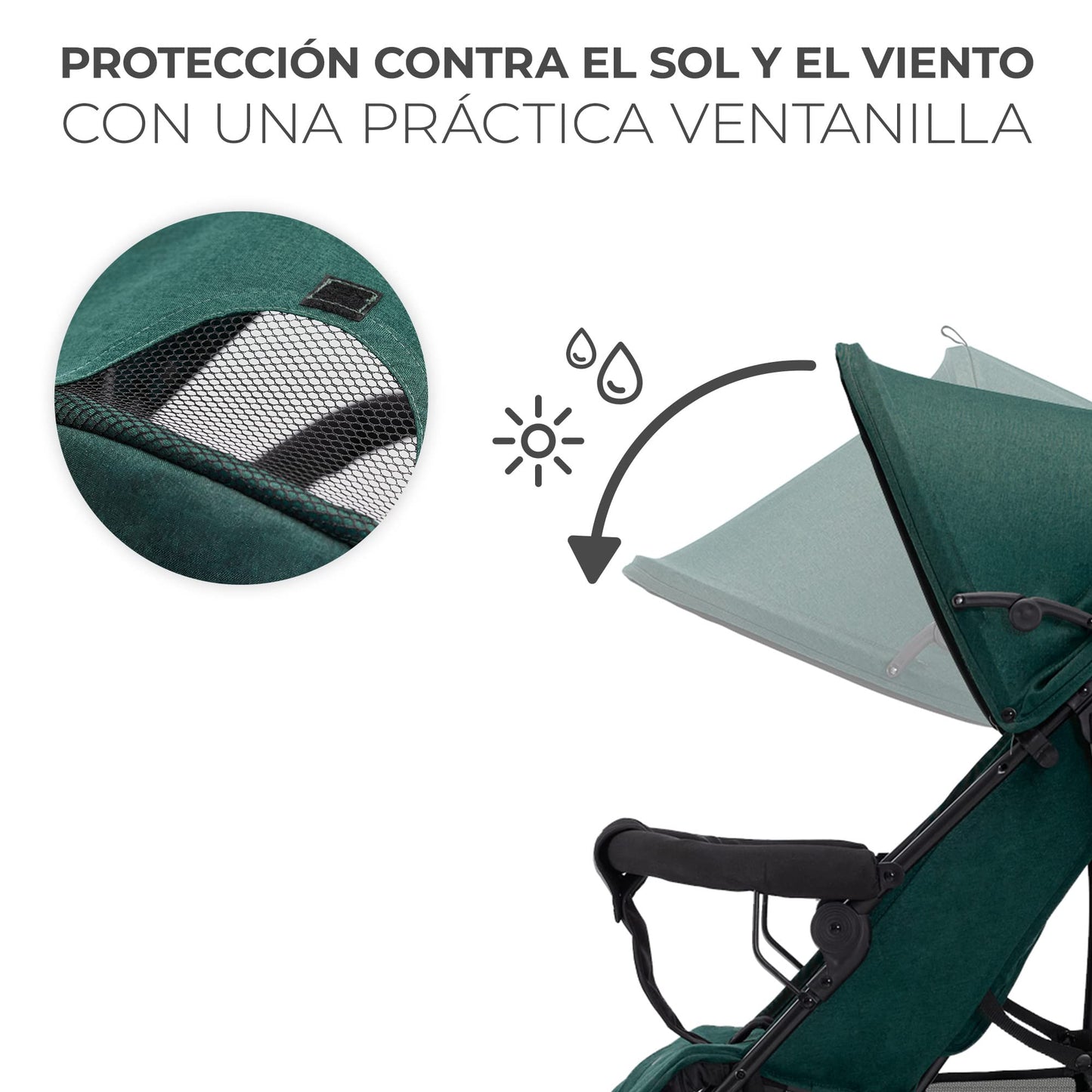 Kinderkraft TIK Silla de Paseo Ligera y Plegable, Respaldo Reclinable hasta Posición Tumbada, 6,5 kg, Material Impermeable, Color Verde