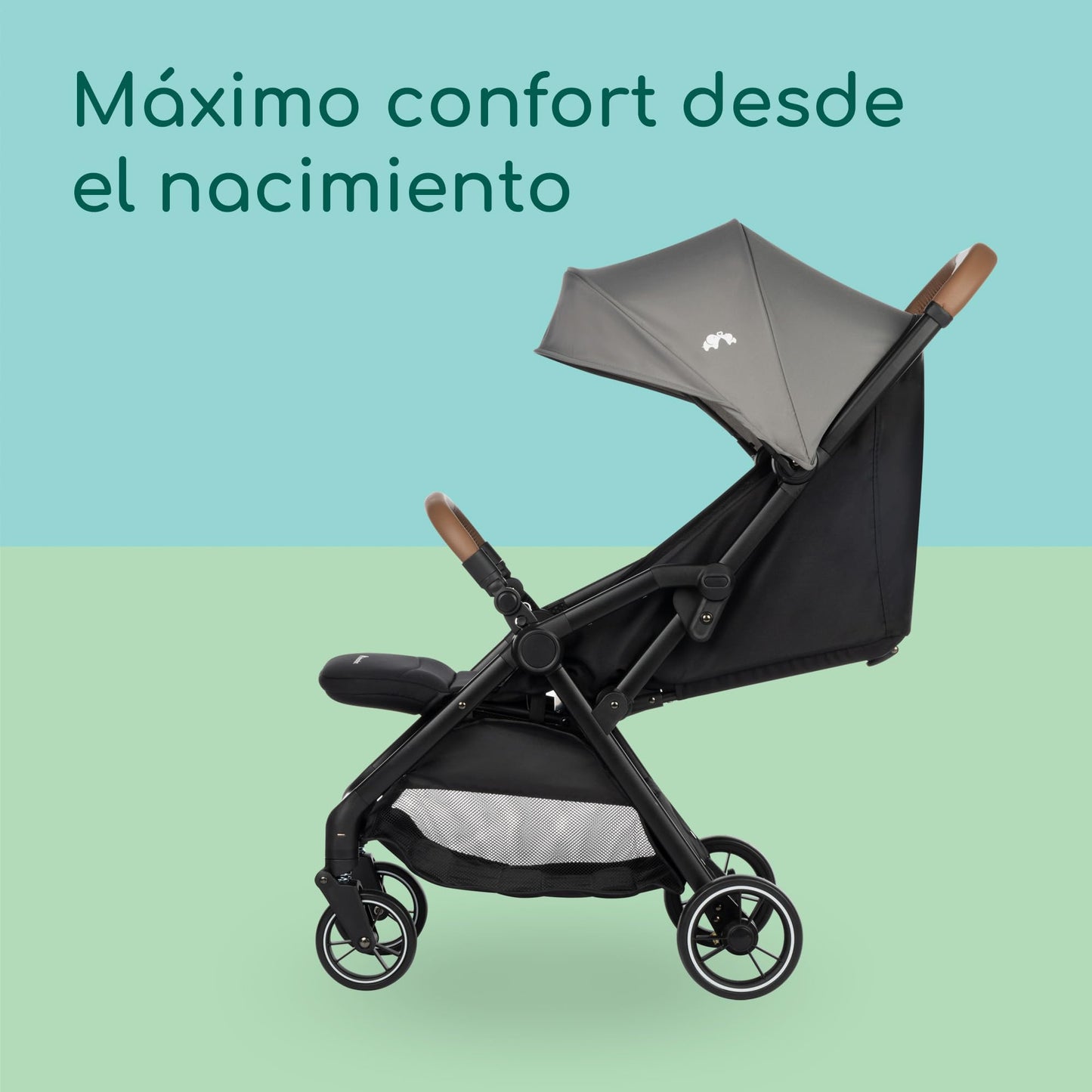 Bebeconfort Sunlite, Silla paseo bebé, 0-4 años(máx. 22kg), Silla de paseo ligera (7,2kg), Posición tumbada, Plegado automático y compacto, Reclinado con 1 mano, Gran Cesta (5 kg), Tinted Grey