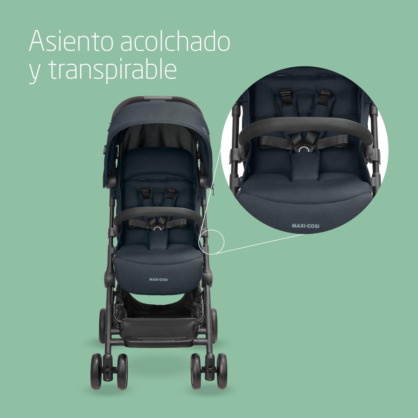 Maxi-Cosi Lara2, Silla paseo ligera, 0-4 años, 0-22 kg, silla paseo bebe, silla paseo compacta y ligera, 3 reclinaciones, reclinación total, plegado automático, Essential Graphite