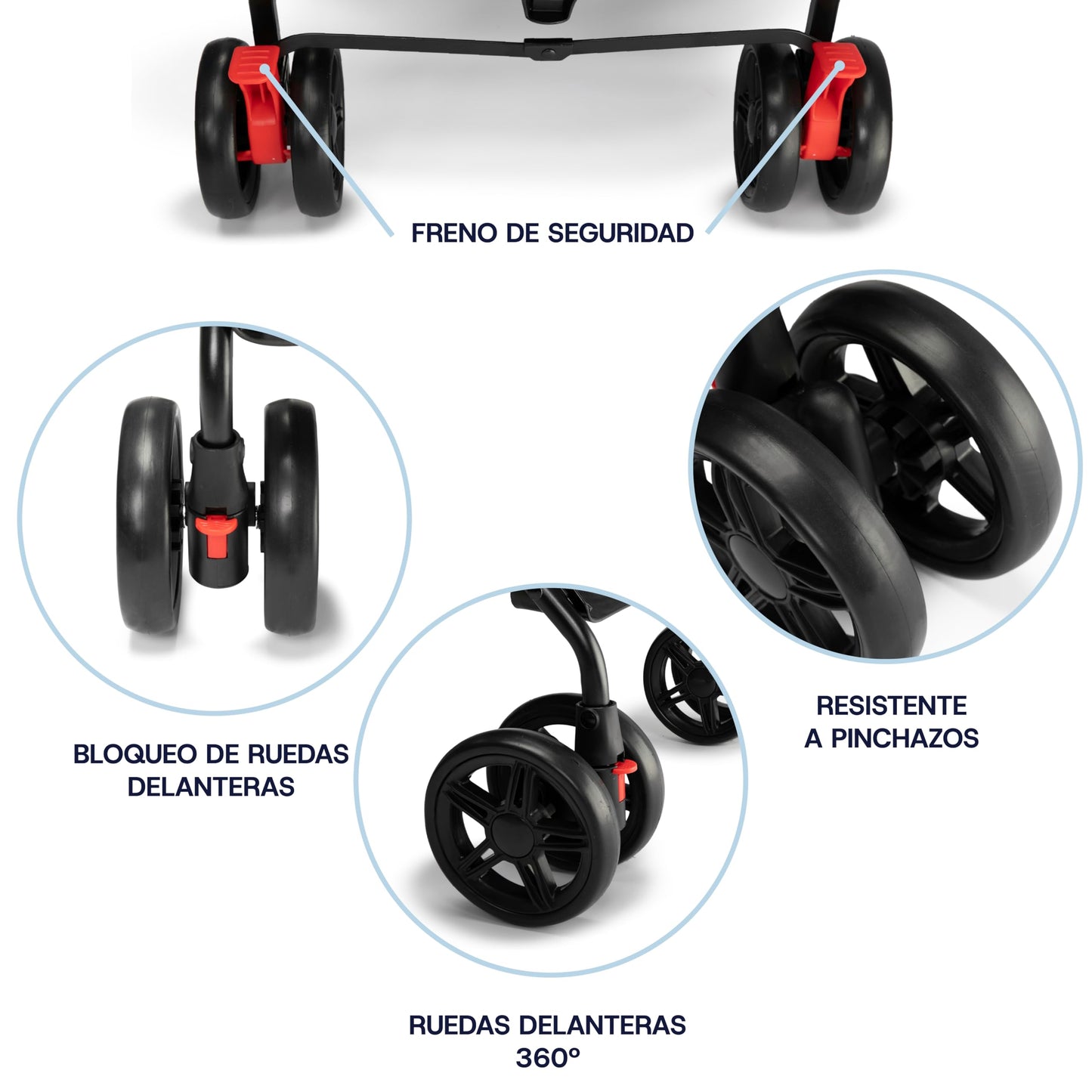 TORAL Silla de Paseo Ligera Florida para Bebé, Reclinable en 5 Posiciones, Capota XL, Cinturón de 3 Puntos, 8 Ruedas, desde 6 Meses hasta 15 kg