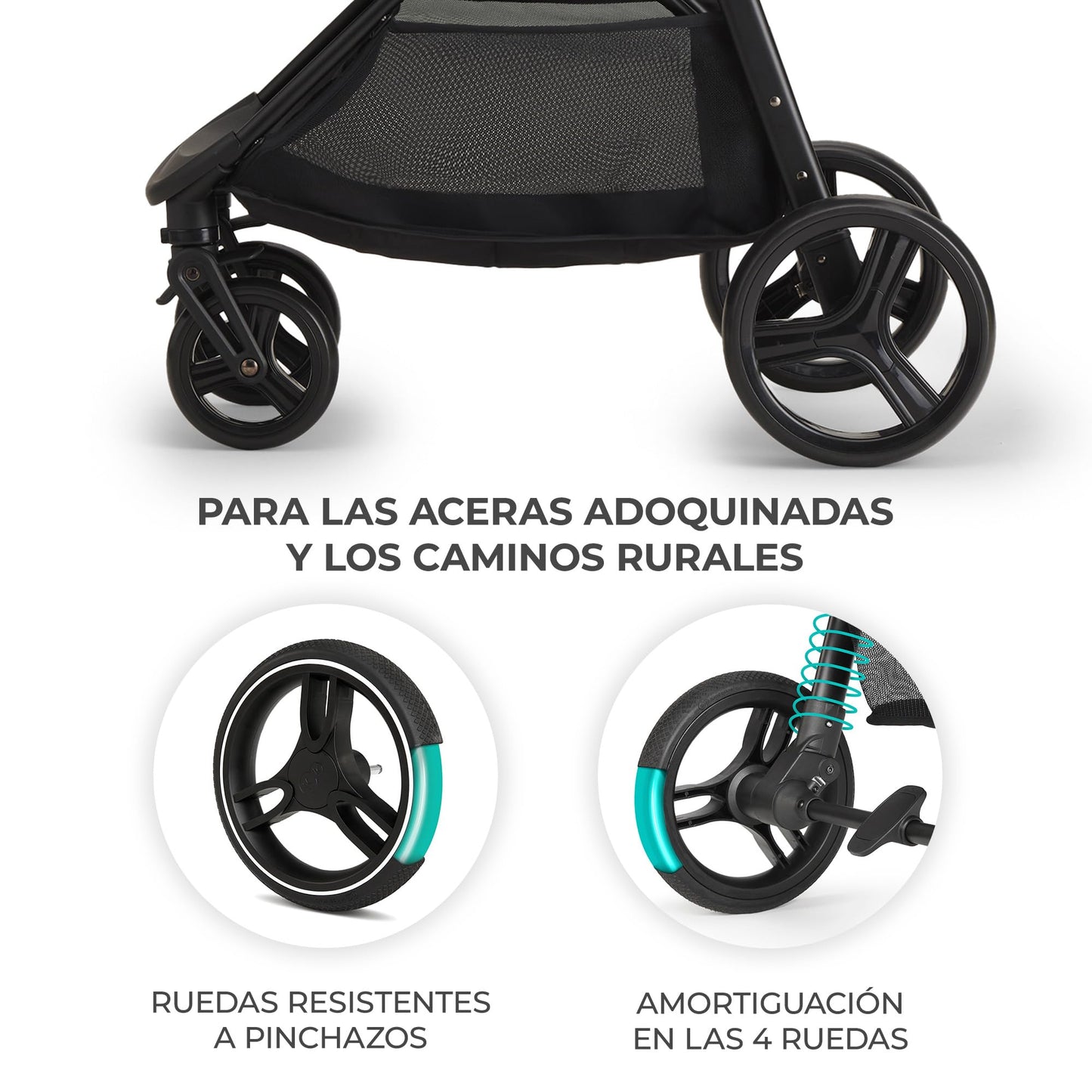 Kinderkraft GRANDE PLUS Silla de Paseo Ligera desde el Nacimiento hasta 22 kg, Plegado con una Mano, Respaldo Reclinable hasta Posición Tumbada, Suspensión Completa y Capota XL – Diseño Happy Shapes