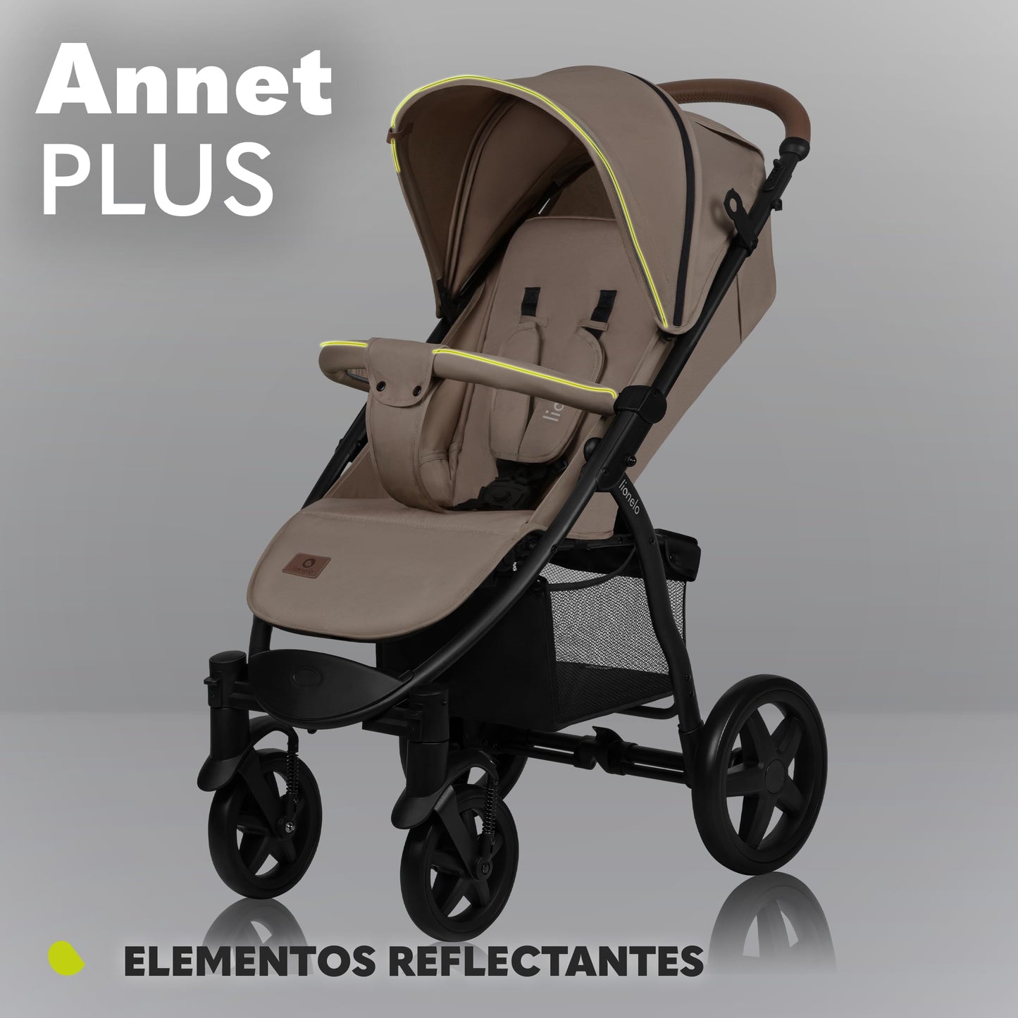 Lionelo Annet Silla de Paseo para Bebés y Niños hasta 22 kg, Respaldo Reclinable hasta Posición Horizontal, Capota XXL con Ventana, Mosquitera y Plegado Fácil – Color Beige