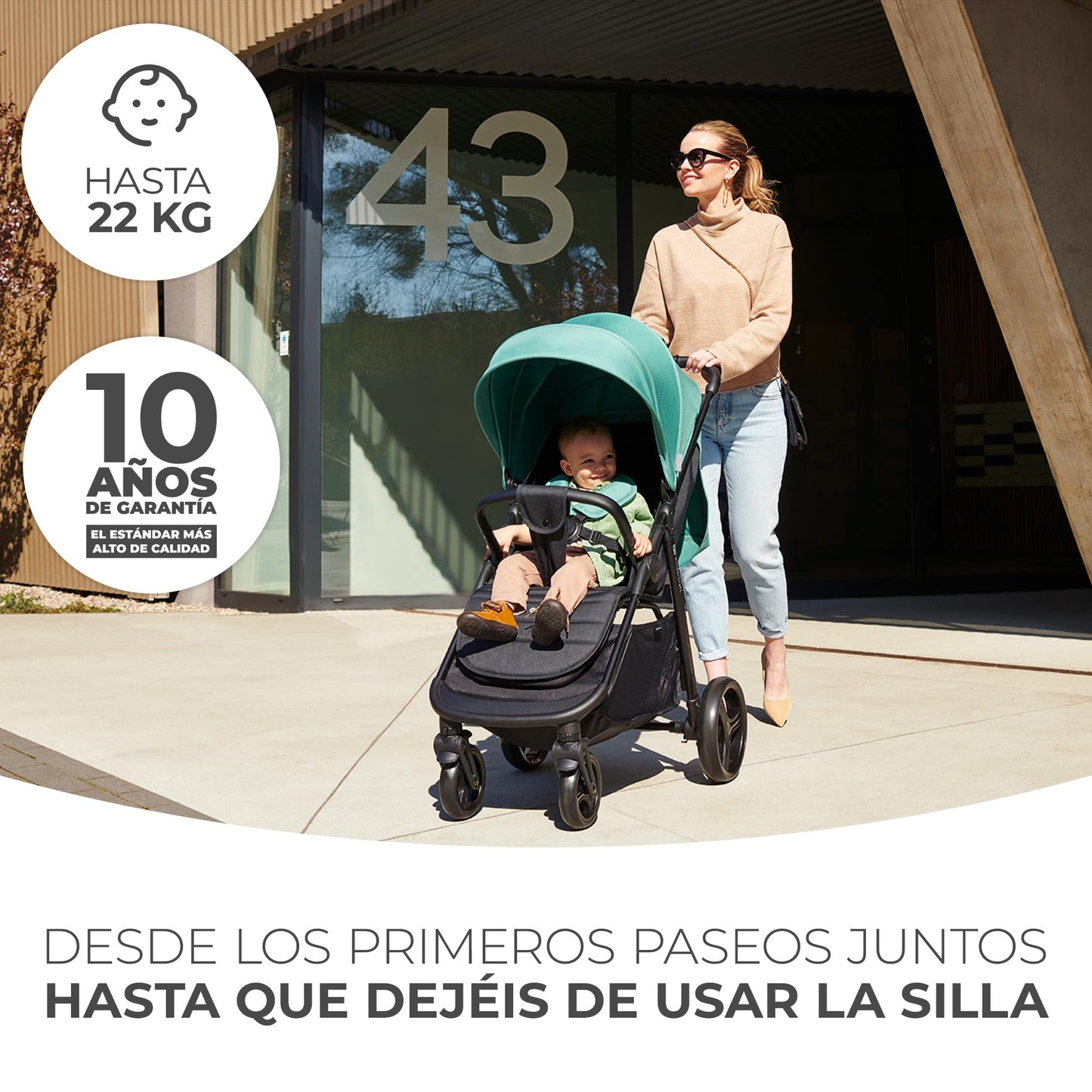 Kinderkraft RINE Silla de Paseo, Carrito bebé, cochecito bebé, Suspensión, Impermeable con UPF 50+, Plegable, Fácil de Plegar, Rosa