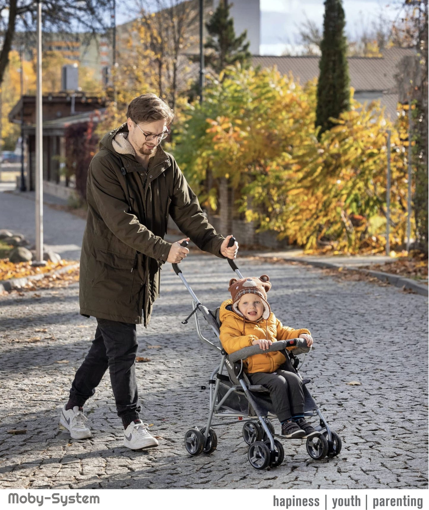Moby-System Silla de Paseo Ligera y Plegable para Bebé, con Sombrilla, Arnés de 5 Puntos y Capacidad de hasta 15 kg