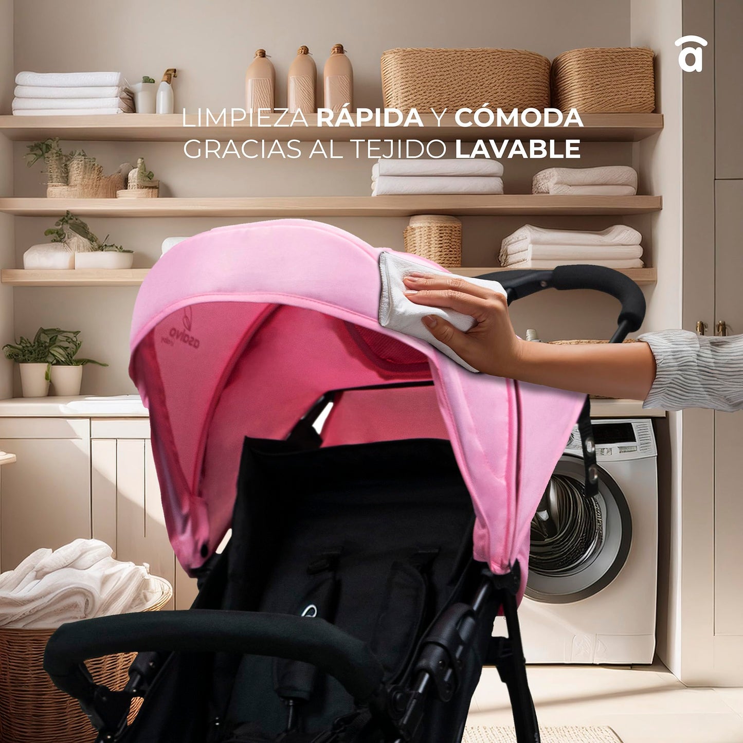 Silla de Paseo Ultraligera Asalvo CÁDIZ para Bebé, Reclinable, con Capota SPF50+ y Ventana, Arnés de 5 Puntos, Hasta 17 kg, Color Rosa