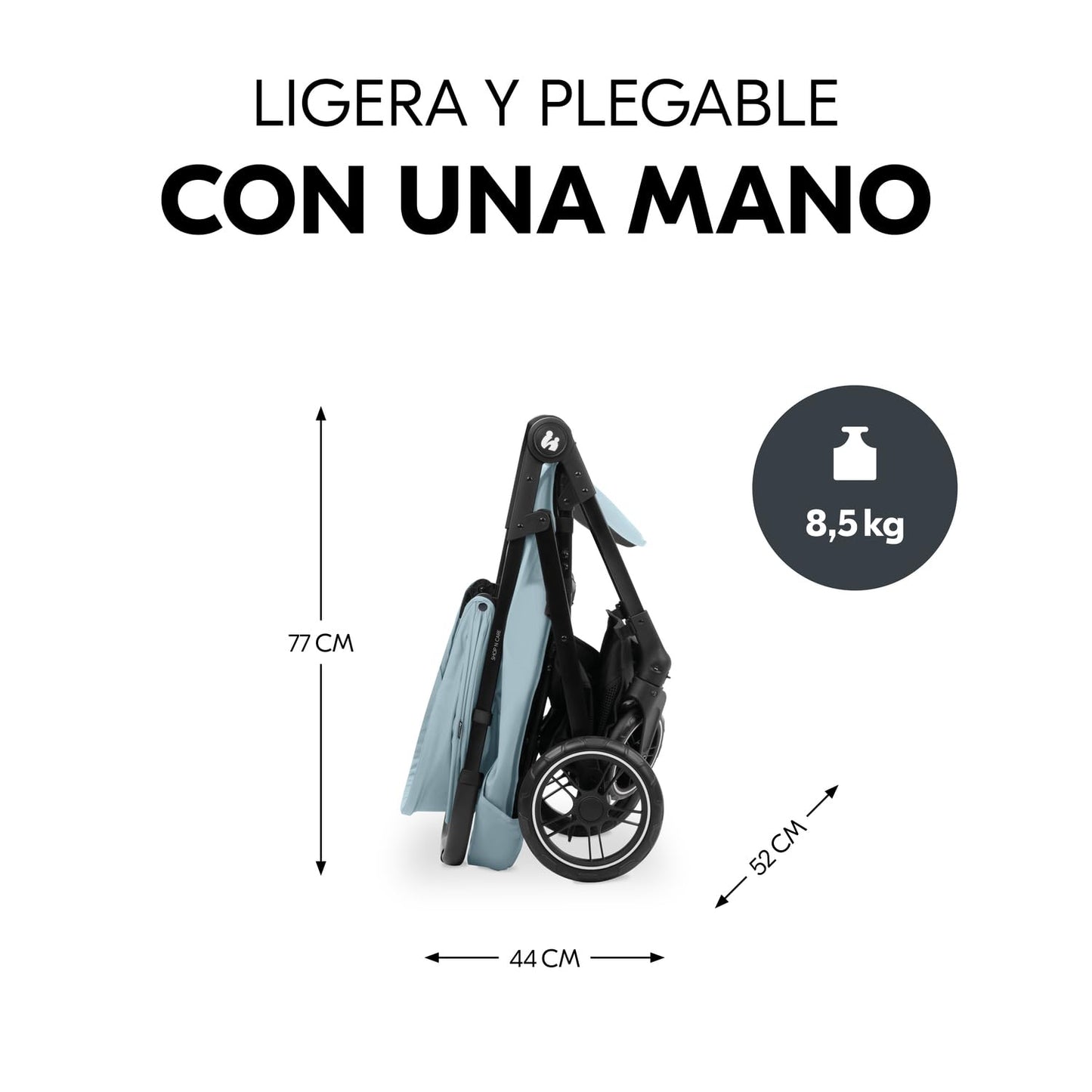 hauck Shop N Care Carrito Bebé hasta 22 kg - Silla de Paseo Ligera Reclinable, Carro con Bandeja, Plegado Compacto, Capota UPF 50+ - Dusty Blue