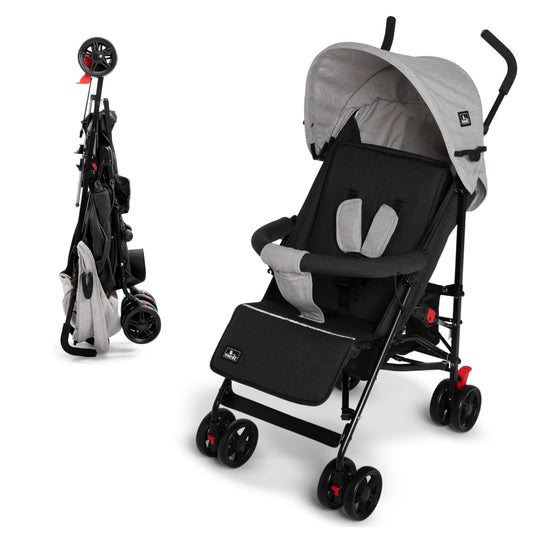 TORAL Silla de Paseo Ligera Florida para Bebé, Reclinable en 5 Posiciones, Capota XL, Cinturón de 3 Puntos, 8 Ruedas, desde 6 Meses hasta 15 kg
