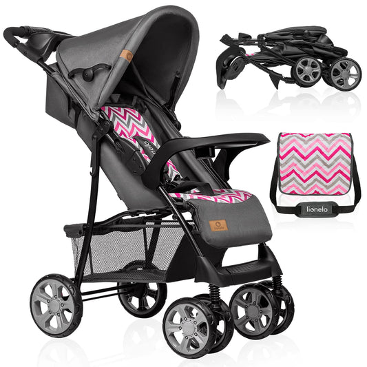 LIONELO Emma Plus Silla de paseo hasta 15 kg 6-36M Respaldo ajustable Cinturón de seguridad de 5 puntos Capucha profunda Organizador para padres