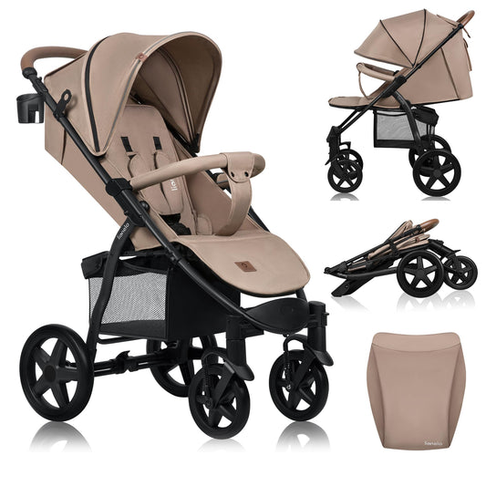 Lionelo Annet Silla de Paseo para Bebés y Niños hasta 22 kg, Respaldo Reclinable hasta Posición Horizontal, Capota XXL con Ventana, Mosquitera y Plegado Fácil – Color Beige